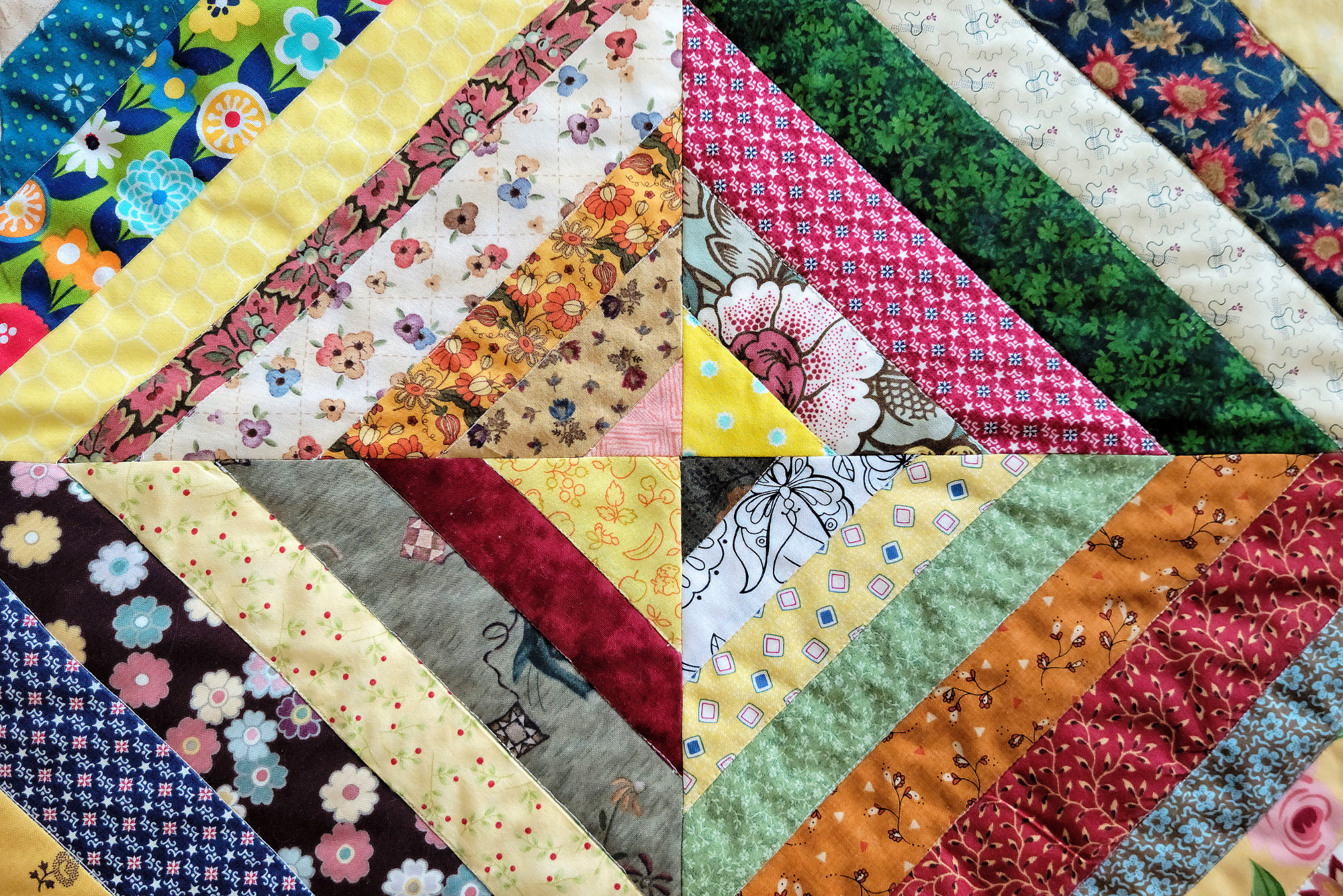 Close up of a patchwork quilt square
